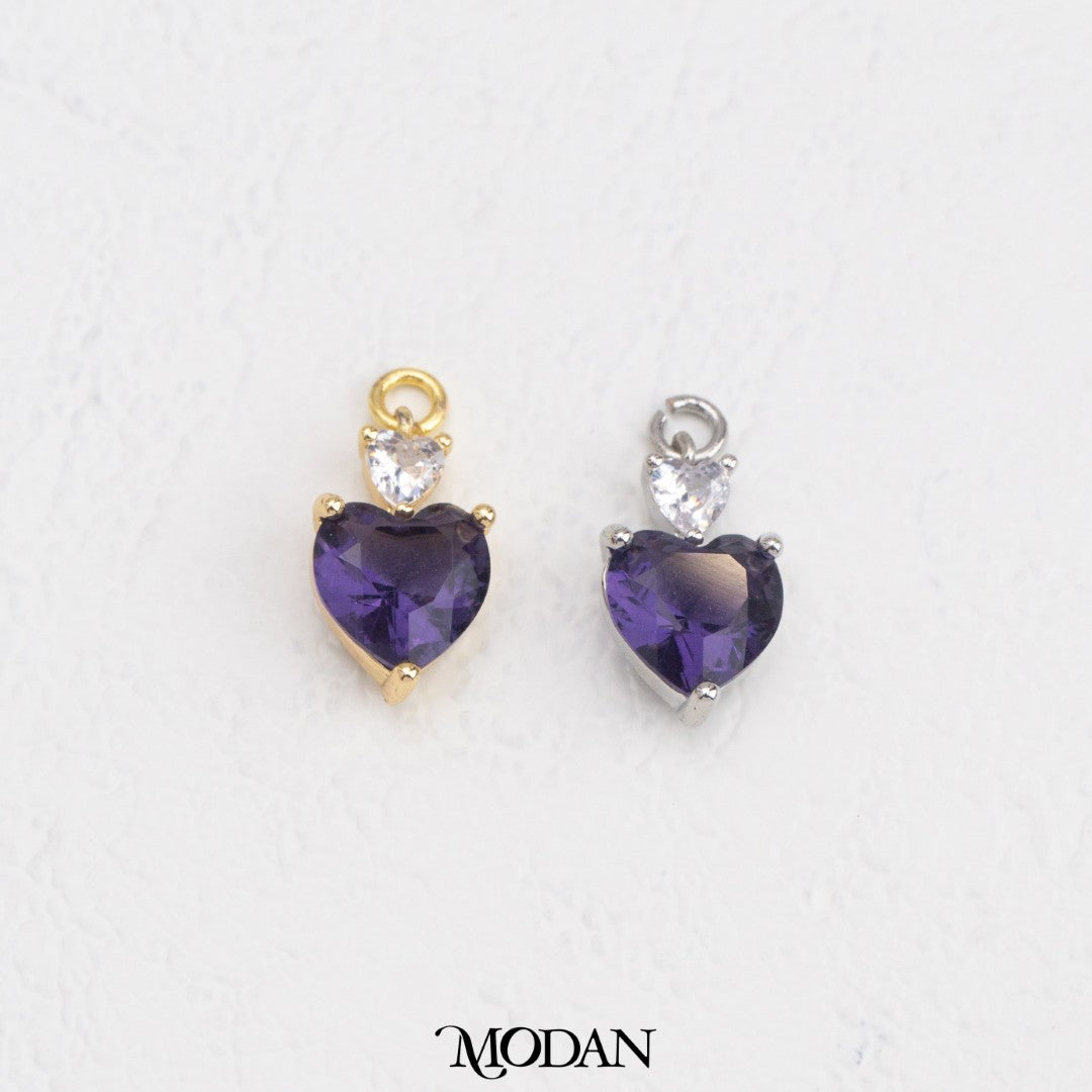 Sparkling Colorful Bridal Heart DIY Charm Liontin Hati Pesta Warna Warni Hypoallergenic Gold Filled