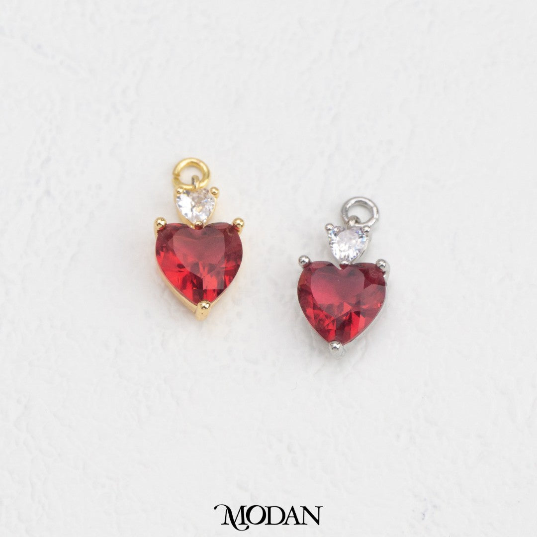 Sparkling Colorful Bridal Heart DIY Charm Liontin Hati Pesta Warna Warni Hypoallergenic Gold Filled