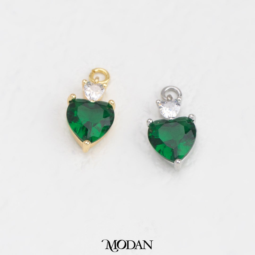 Sparkling Colorful Bridal Heart DIY Charm Liontin Hati Pesta Warna Warni Hypoallergenic Gold Filled