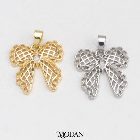 Chunky Mesh Ribbon DIY Charm Liontin Pita jaring Hypoallergenic Gold Filled
