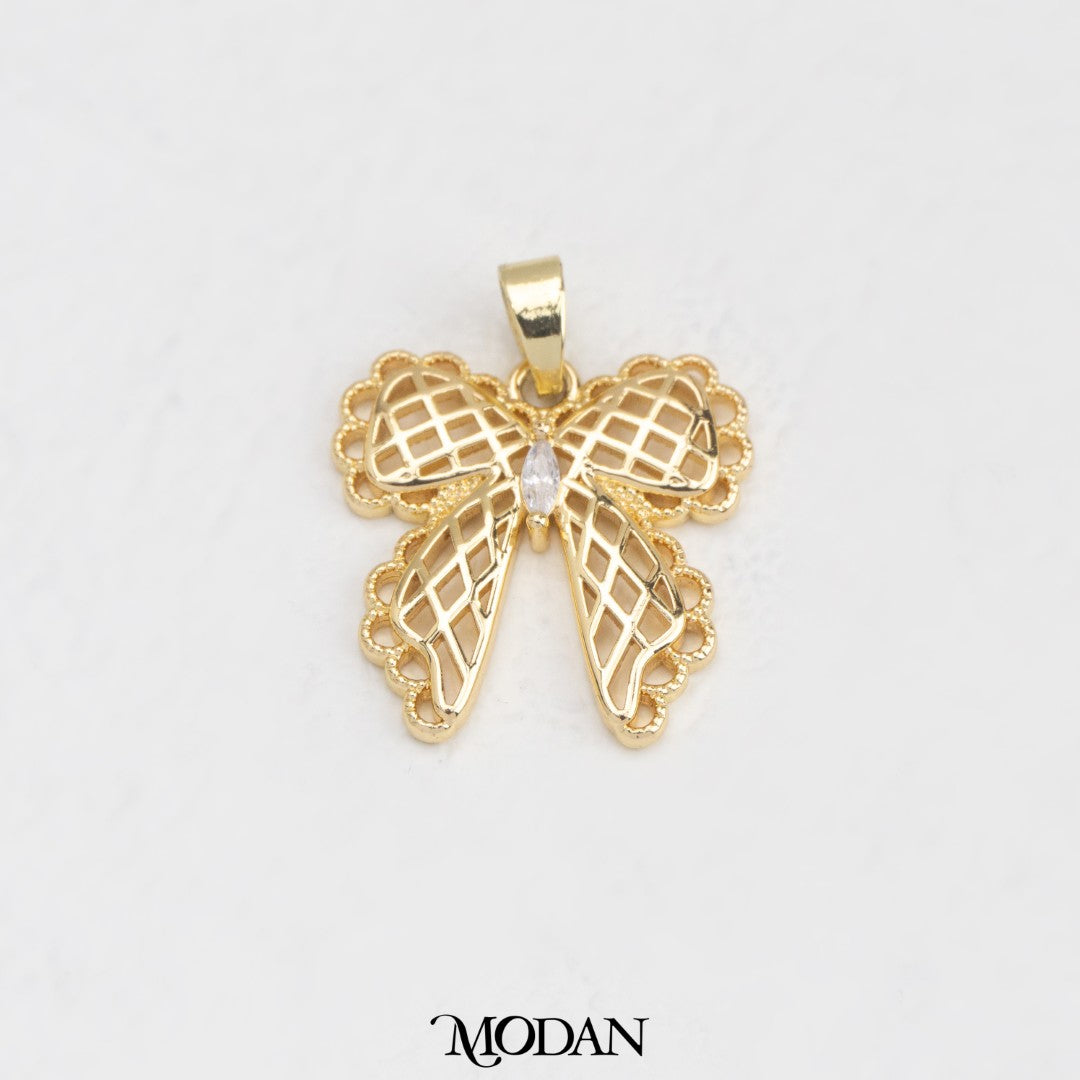 Chunky Mesh Ribbon DIY Charm Liontin Pita jaring Hypoallergenic Gold Filled