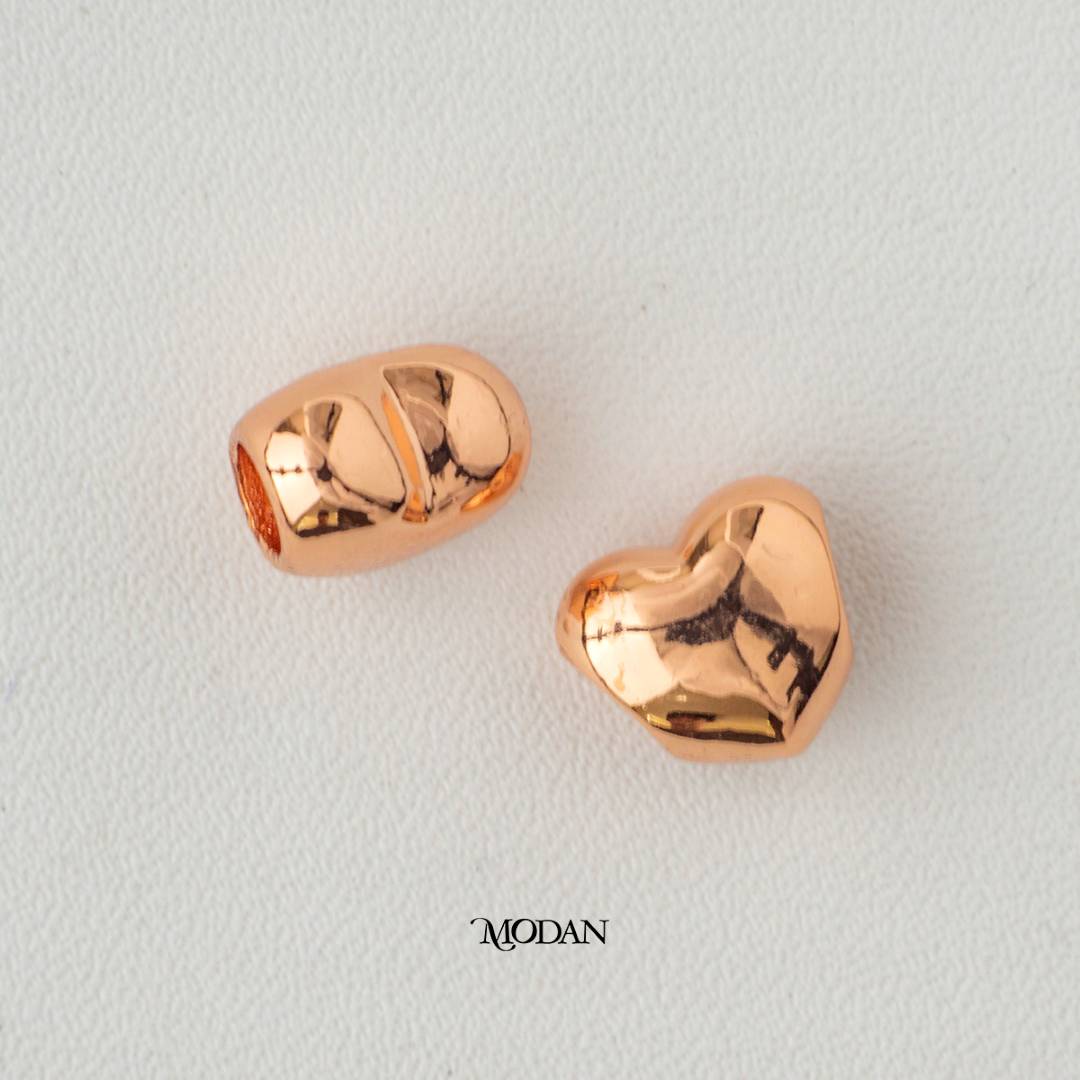 Colorful Love Heart Spacer DIY Beads Charm Manik Pembatas Berbentuk Hati Hypoallergenic Gold Plated