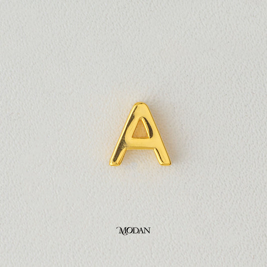Mini Golden Initial Letter Slider DIY Beads Charm Liontin Huruf Hypoallergenic Gold Plated