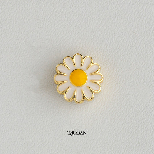 Daisy Flower Enamel DIY Beads Liontin Manik Bunga Hypoallergenic Gold Plated