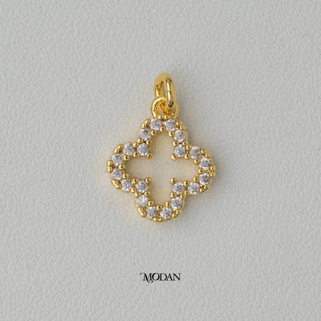 Lucky Leaf Clover DIY Charm Liontin Kaberuntungan Daun Semanggi Hypoallergenic Gold Filled