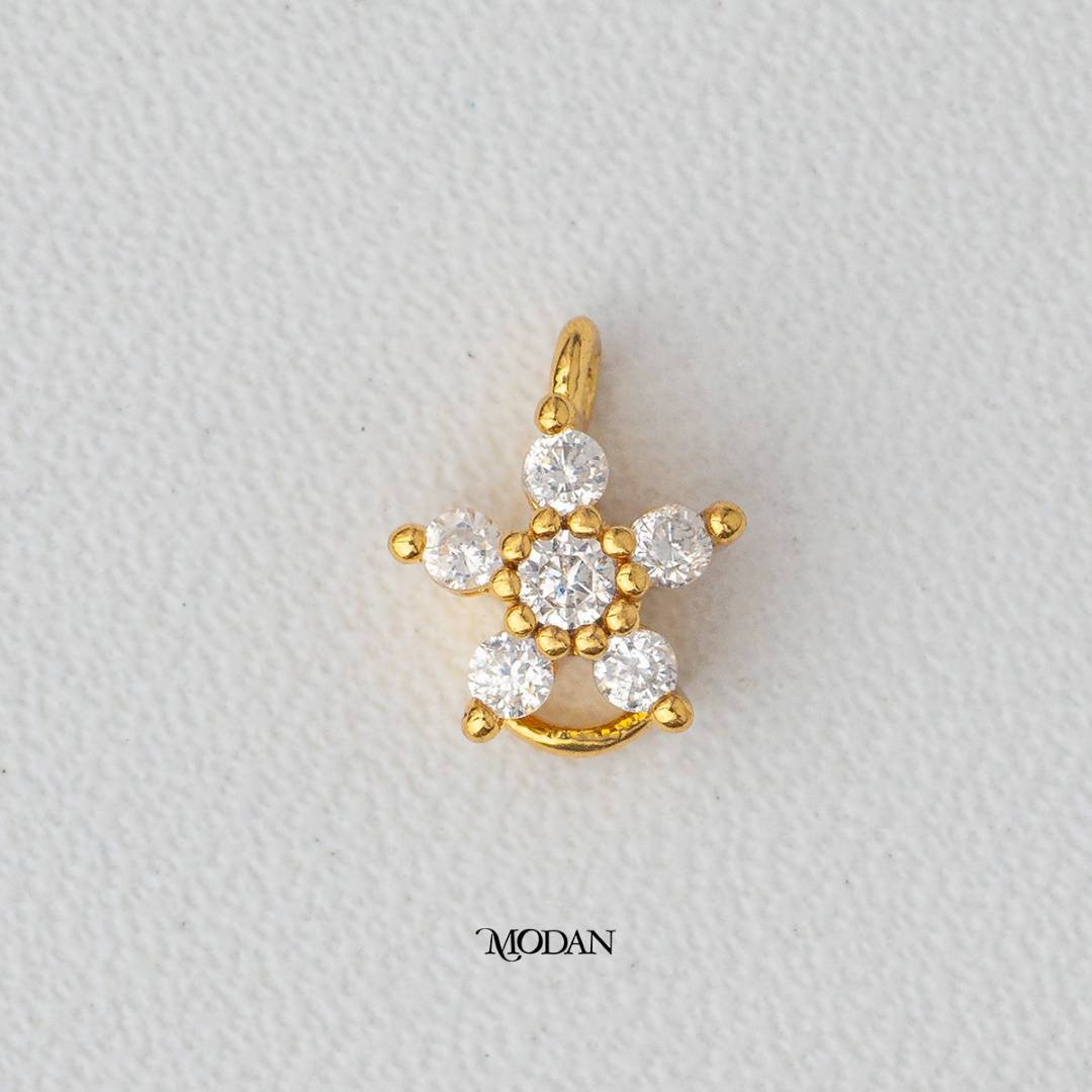 Sparkling Tiny Flower Cubic Zirconia Bracelet DIY Charm Liontin Bunga Hypoallergenic Gold Filled