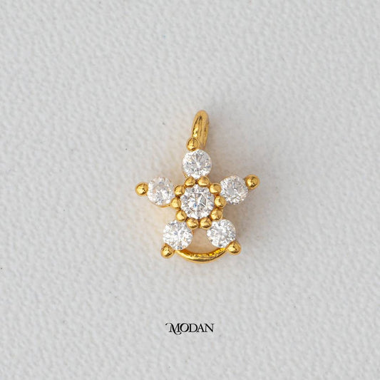 Sparkling Tiny Flower Cubic Zirconia Bracelet DIY Charm Liontin Bunga Hypoallergenic Gold Filled