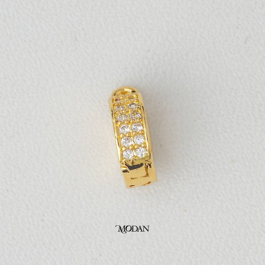 Round Circle Micro Pave Zirconia DIY Bead Spacer With Loop Liontin Bulat Zirconia Hypoallergenic Gold Filled