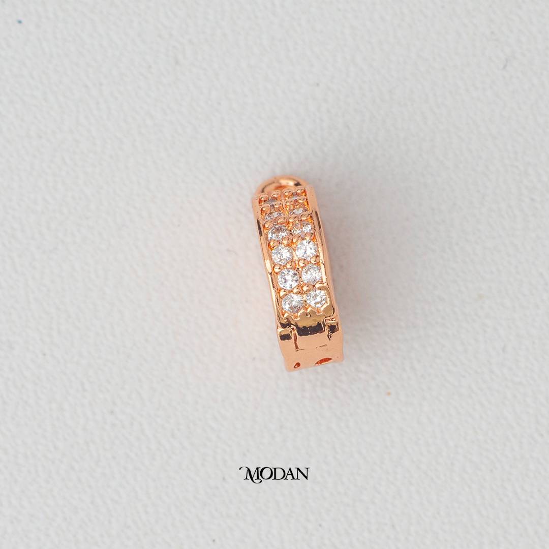 Round Circle Micro Pave Zirconia DIY Bead Spacer With Loop Liontin Bulat Zirconia Hypoallergenic Gold Filled