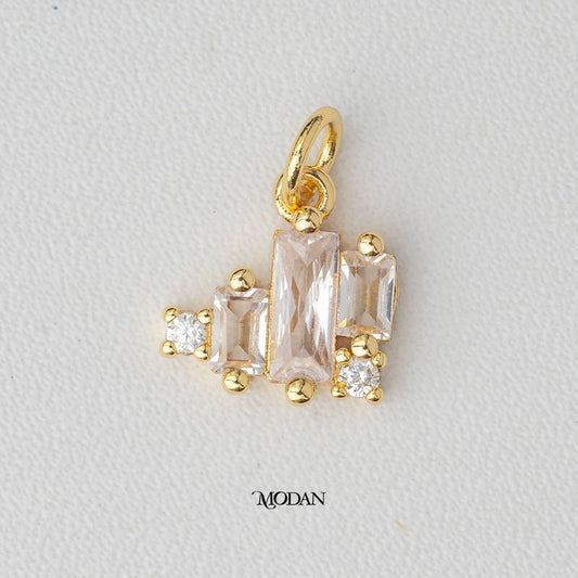 Sparkling Baguette Cubic Zirconia DIY Charm Liontin Berlian Baguette Hypoallergenic Gold Filled