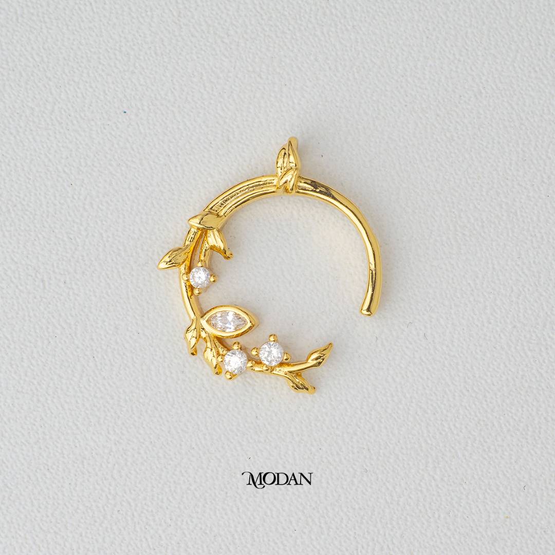 Flower Leaf Wreath Shaped Zirconia DIY Charm Liontin Bunga Hypoallergenic Gold Plated