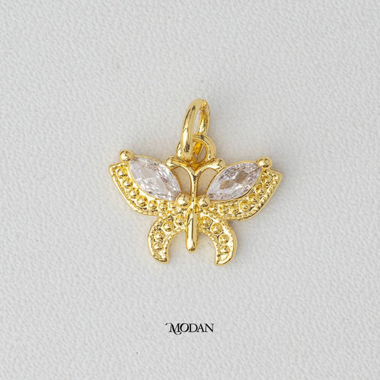 Butterfly Mariposa Animal DIY Charm Liontin Kupu - Kupu Zirconia Hypoallergenic Gold Filled