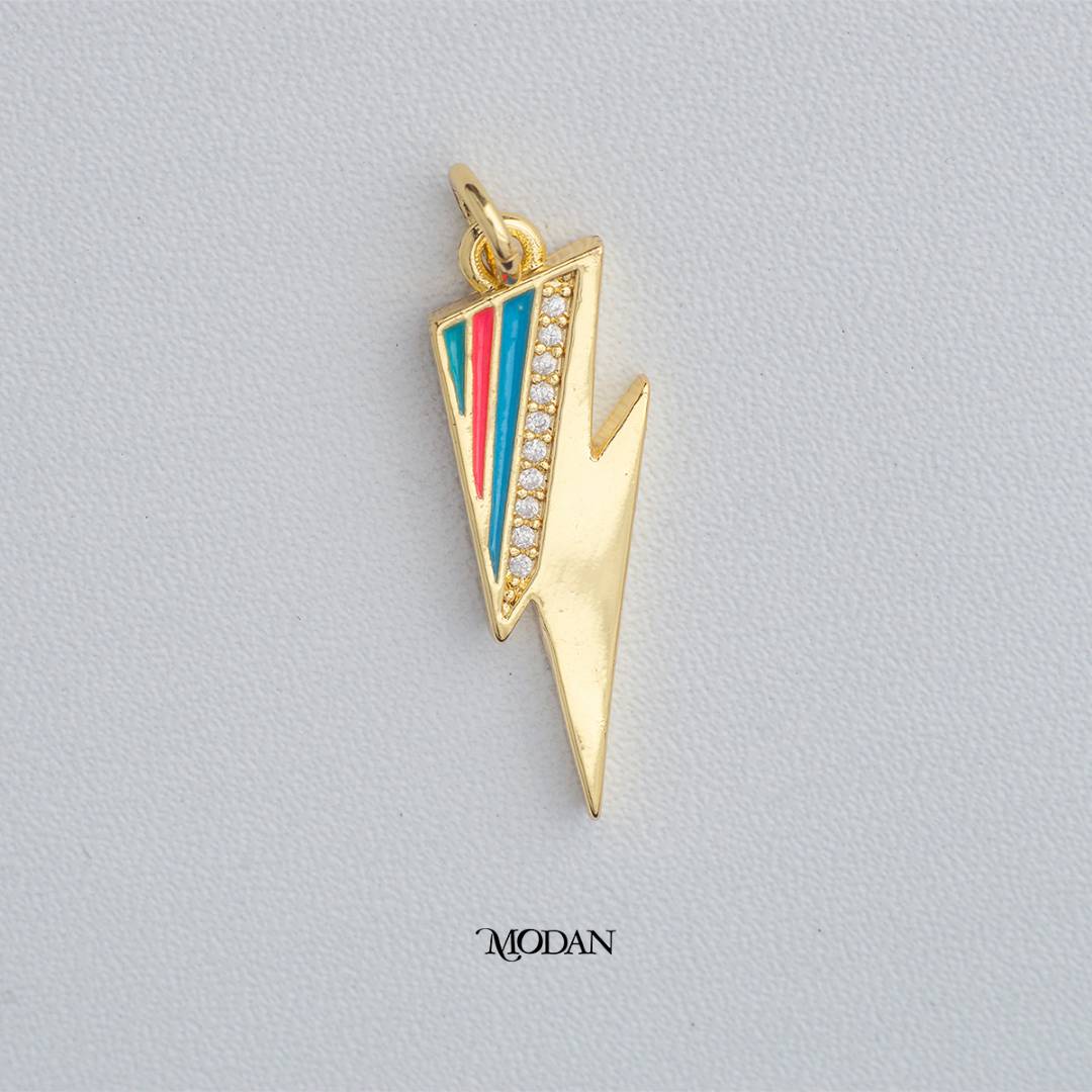 Colorful Lightning Thunder Bolt Enamel DIY Charm Liontin Petir Enamel Hypoallergenic Gold Plated