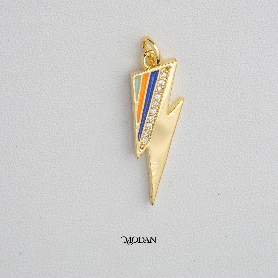 Colorful Lightning Thunder Bolt Enamel DIY Charm Liontin Petir Enamel Hypoallergenic Gold Plated