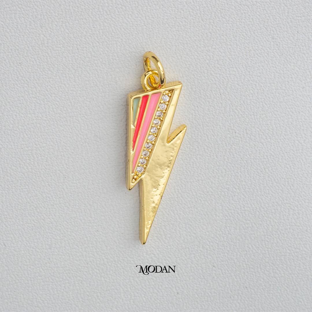 Colorful Lightning Thunder Bolt Enamel DIY Charm Liontin Petir Enamel Hypoallergenic Gold Plated