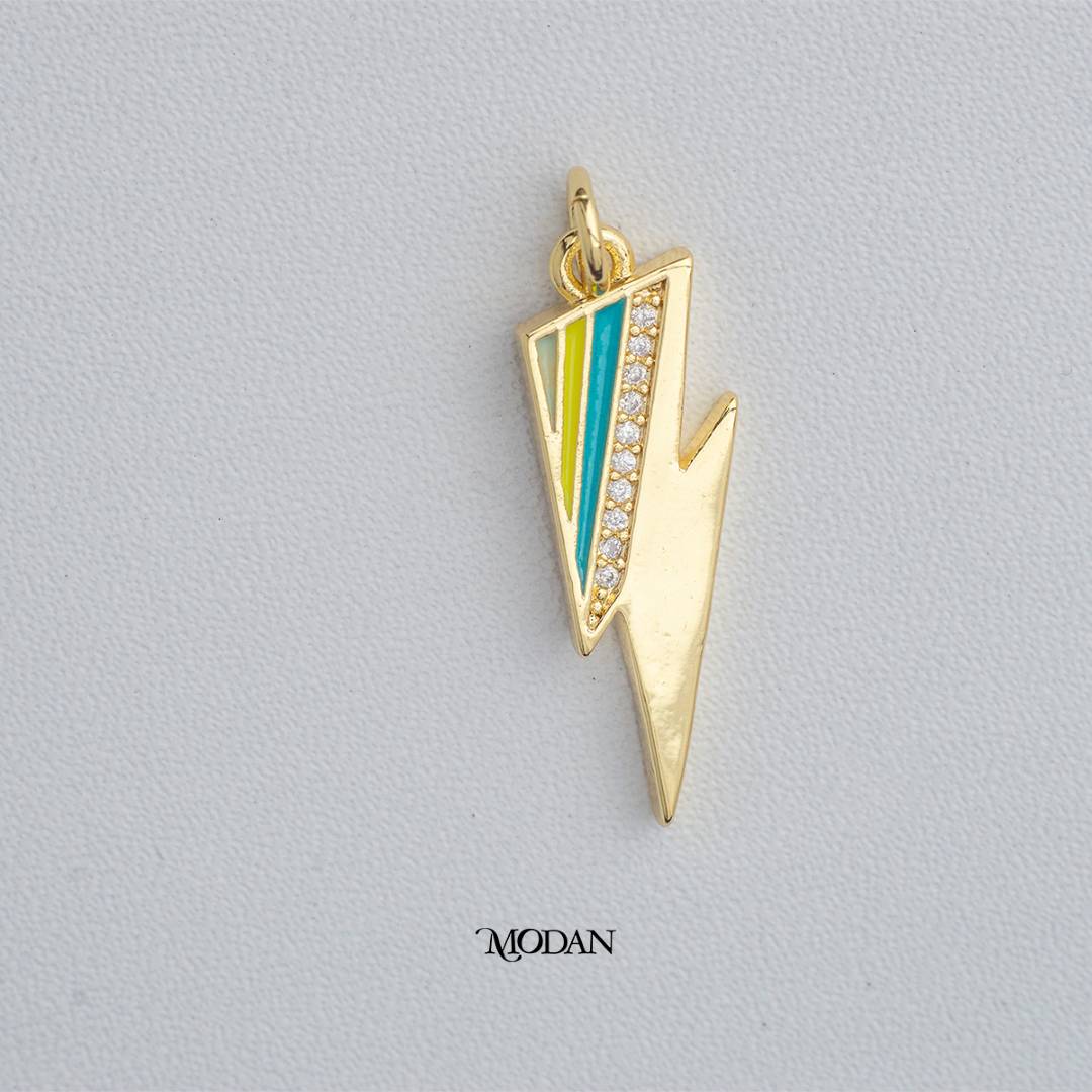 Colorful Lightning Thunder Bolt Enamel DIY Charm Liontin Petir Enamel Hypoallergenic Gold Plated