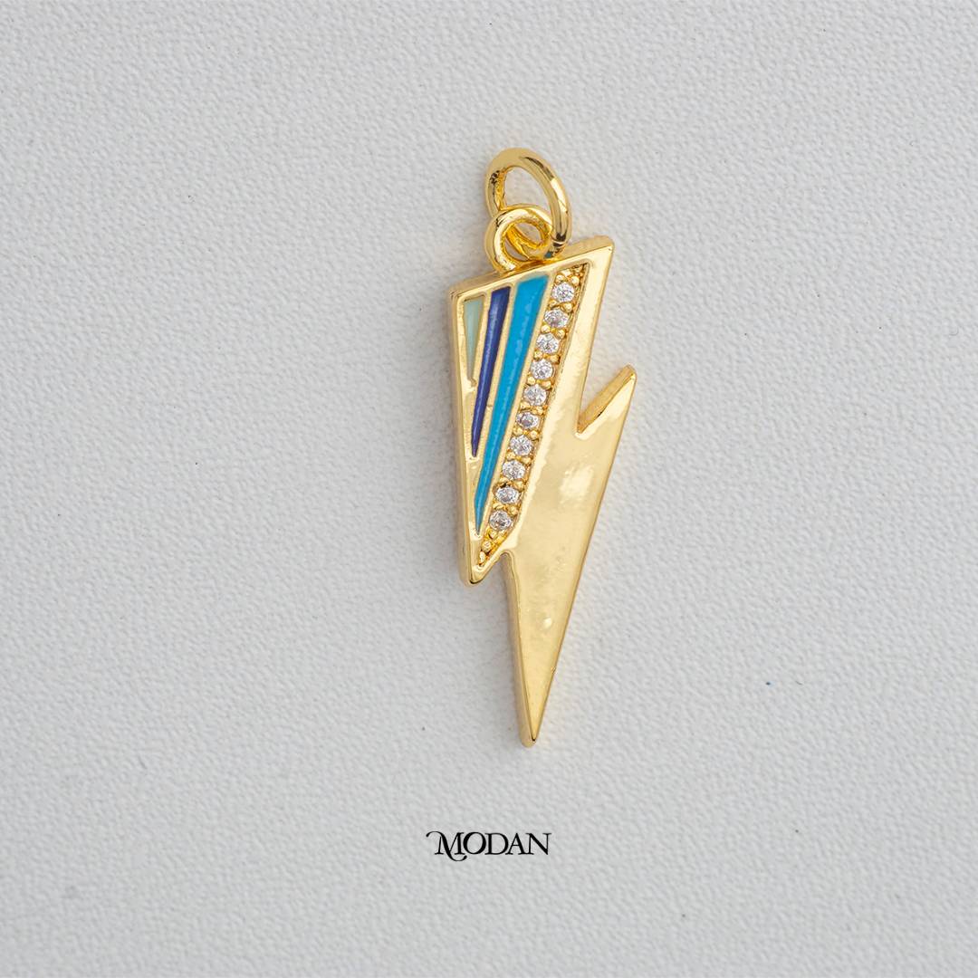 Colorful Lightning Thunder Bolt Enamel DIY Charm Liontin Petir Enamel Hypoallergenic Gold Plated