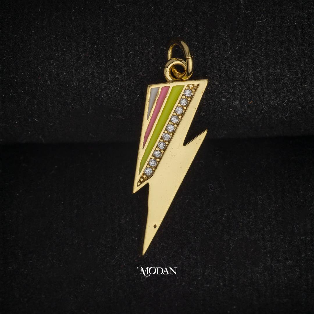 Colorful Lightning Thunder Bolt Enamel DIY Charm Liontin Petir Enamel Hypoallergenic Gold Plated