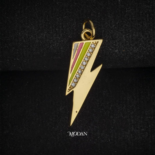 Colorful Lightning Thunder Bolt Enamel DIY Charm Liontin Petir Enamel Hypoallergenic Gold Plated