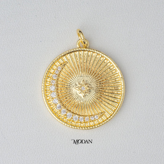 Crescent Moon and Stars DIY Charm Liontin Bulan dan Bintang Hypoallergenic Gold Plated