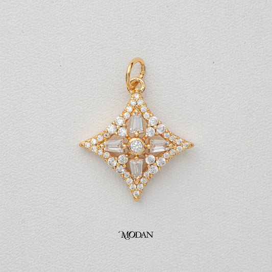 Sparkling Star Cubic Zirconia DIY Charm Liontin Bintang Hypoallergenic Gold Plated