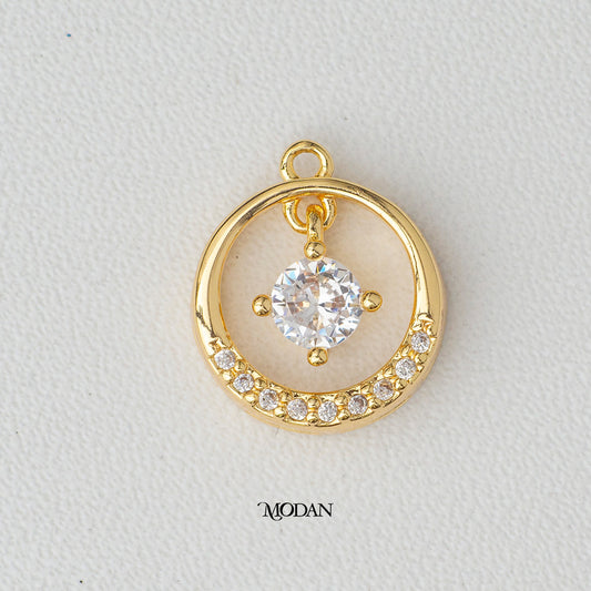 Dancing Stone Elegant Round DIY Charm Liontin 3D Classic mini Hypoallergenic Gold Plated