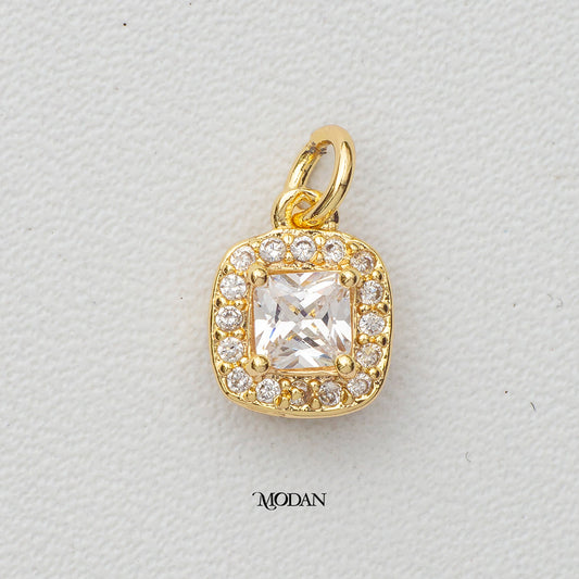 Mini Princess Cut DIY Charm Liontin Geometric Hypoallergenic Gold Filled