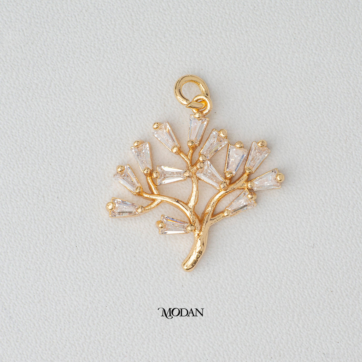 Elegant Baguette Tree of Life DIY Charm Liontin Pohon Hypoallergenic Gold Plated