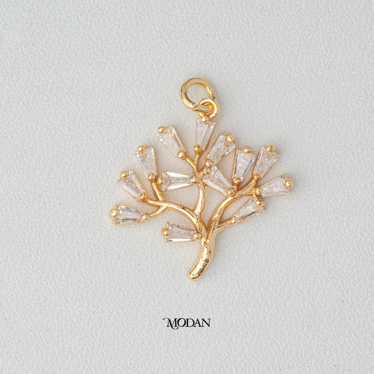 Elegant Baguette Tree of Life DIY Charm Liontin Pohon Hypoallergenic Gold Plated