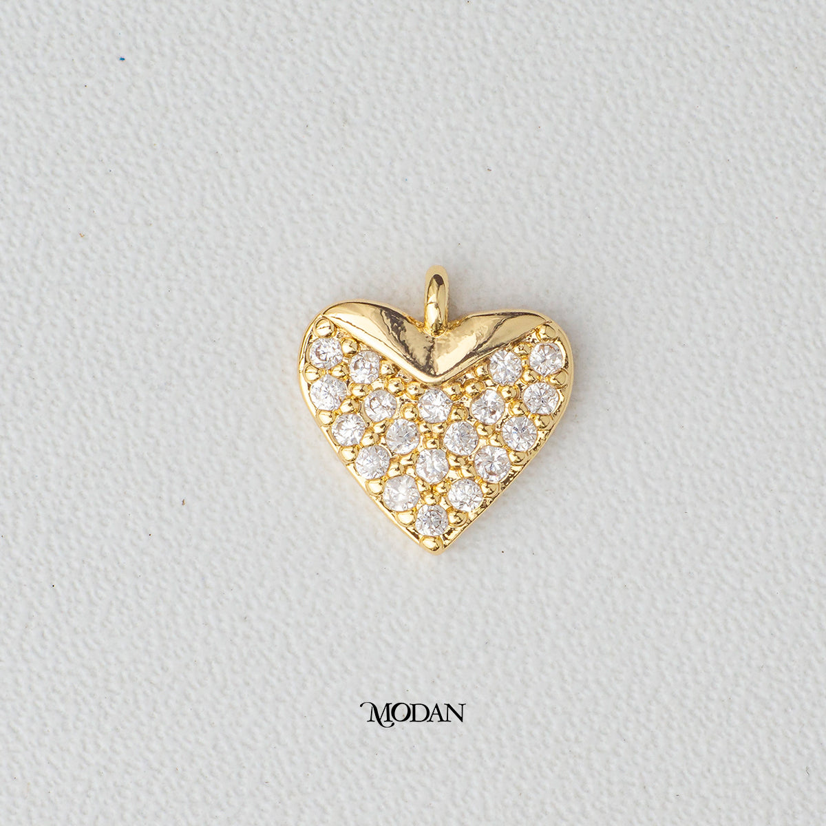 Mini Heart Micro Paved DIY Charm Liontin Hati Kecil Hypoallergenic Gold Plated