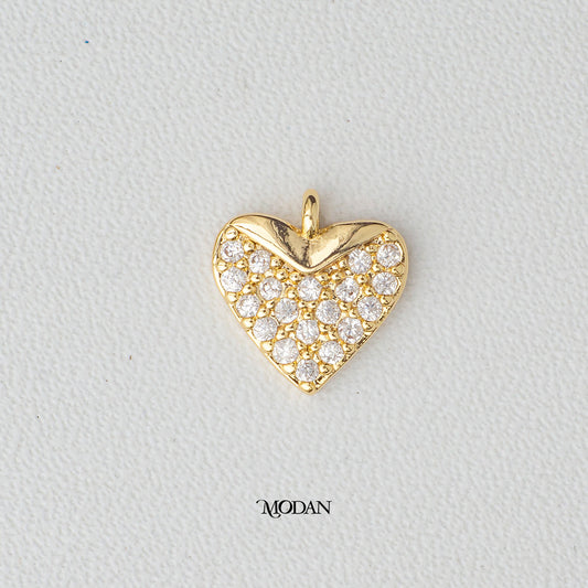 Mini Heart Micro Paved DIY Charm Liontin Hati Kecil Hypoallergenic Gold Plated