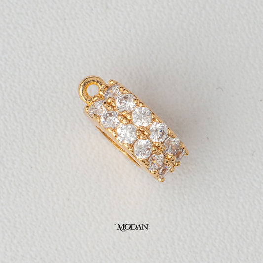 Sparkling Round Circle DIY Charm Liontin Bulat Classic Hypoallergenic Gold Plated