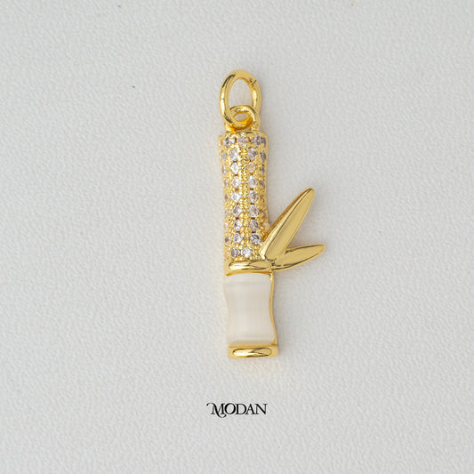 Chinese Lucky Bamboo DIY Charm Liontin Bambu Hypoallergenic Gold Plated