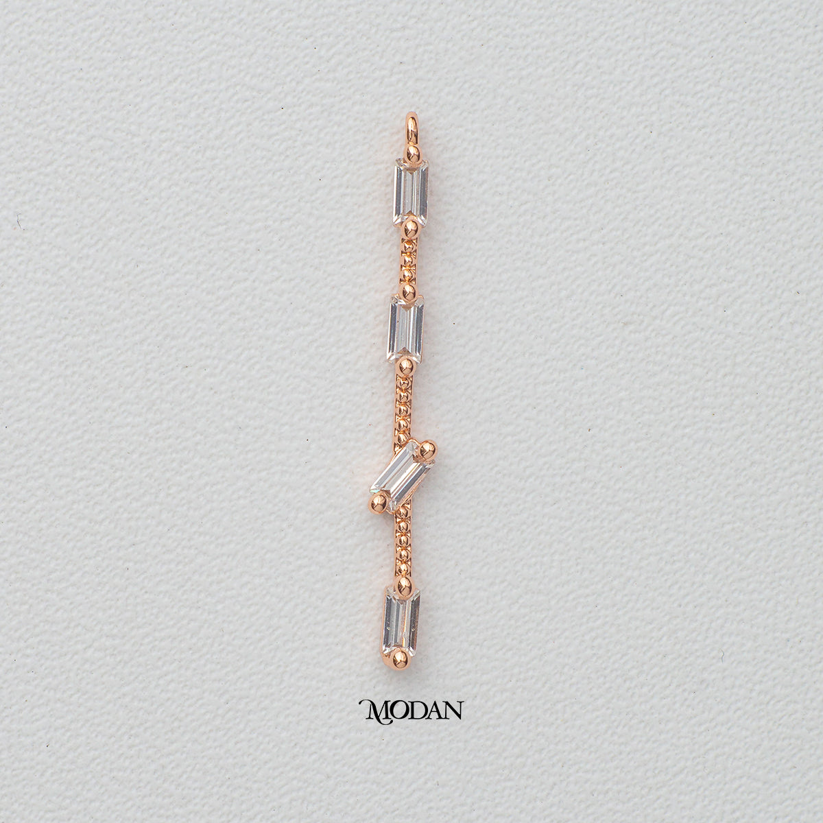 Sparkling Baguette Rose Gold Super Thin DIY Charm Liontin Batang Hypoallergenic Gold Plated