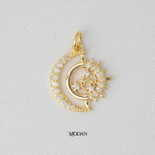 Crescent Moon and Stars DIY Charm Liontin Hijab Bulan dan Bintang Hypoallergenic Gold Filled