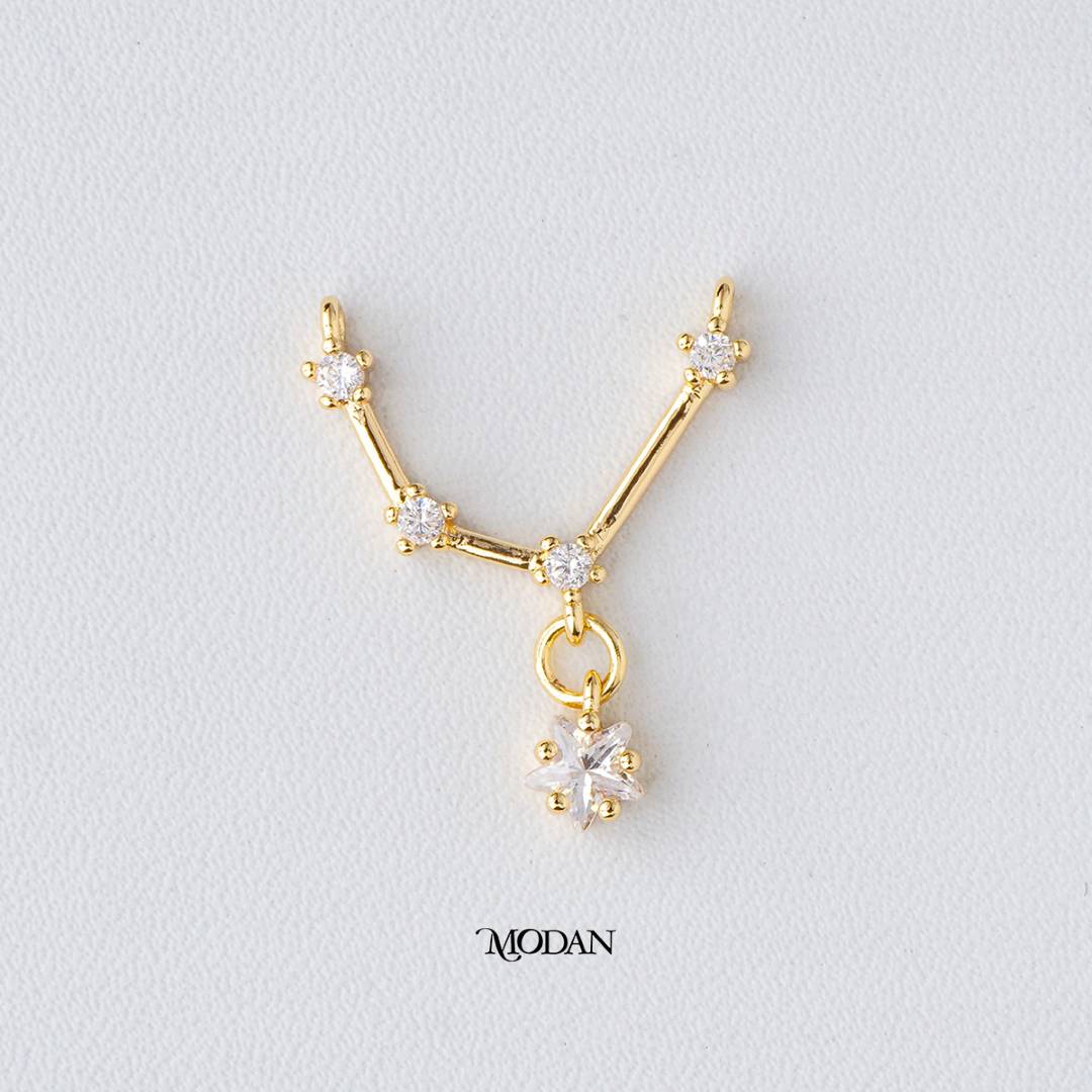 Zodiac Constellation Astrology DIY Connector Liontin Konektor Zodiak Hypoallergenic Gold Filled