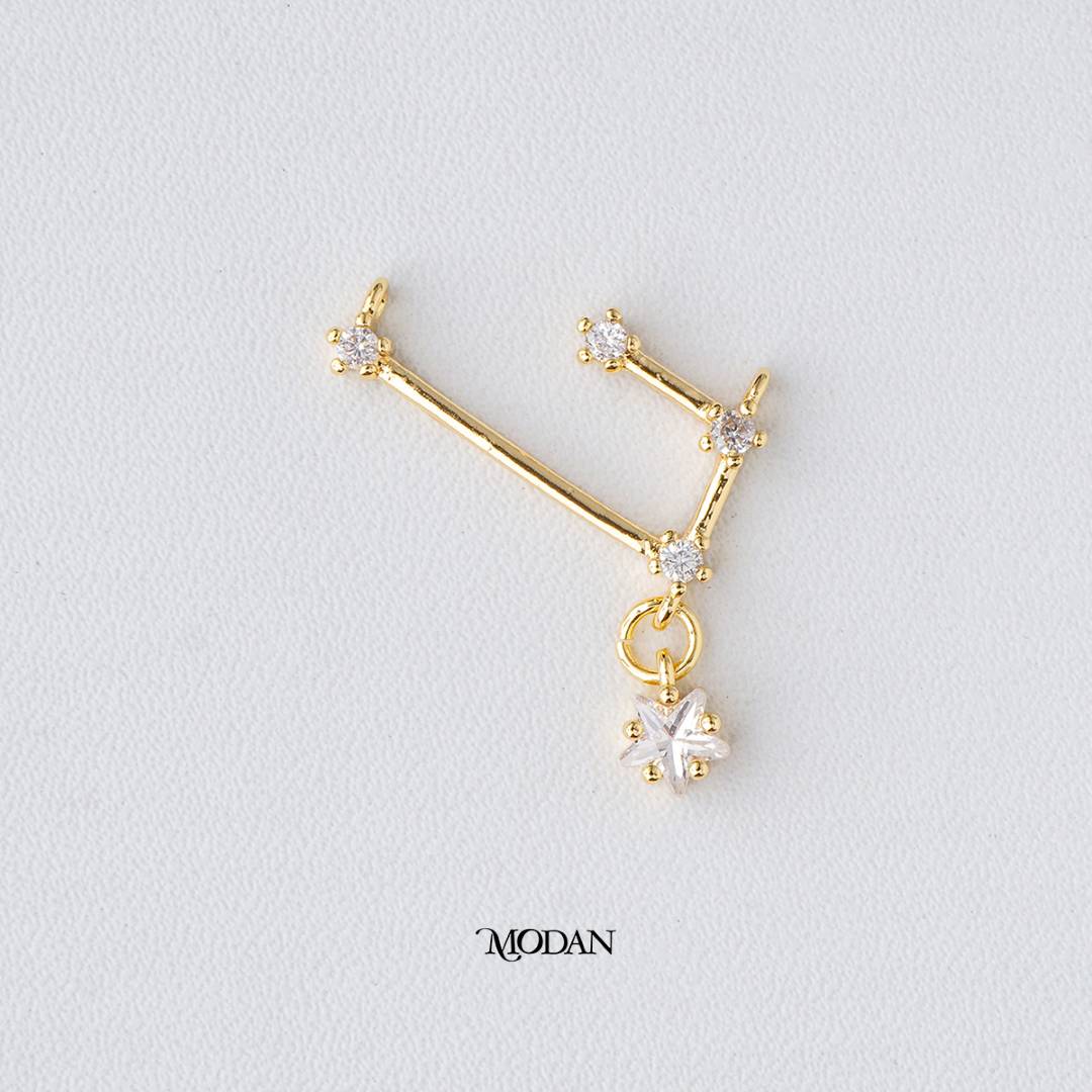 Zodiac Constellation Astrology DIY Connector Liontin Konektor Zodiak Hypoallergenic Gold Filled