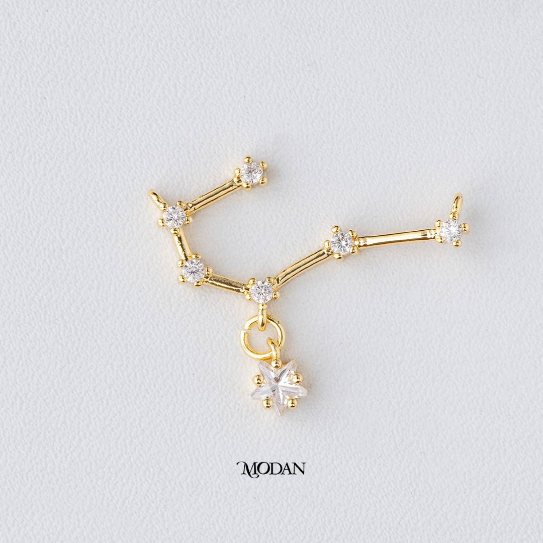 Zodiac Constellation Astrology DIY Connector Liontin Konektor Zodiak Hypoallergenic Gold Filled