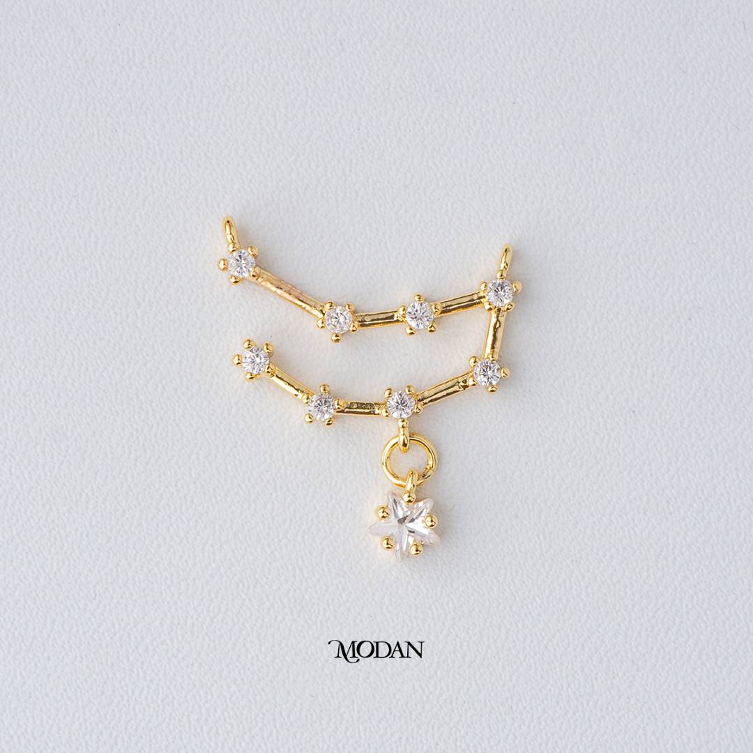Zodiac Constellation Astrology DIY Connector Liontin Konektor Zodiak Hypoallergenic Gold Filled