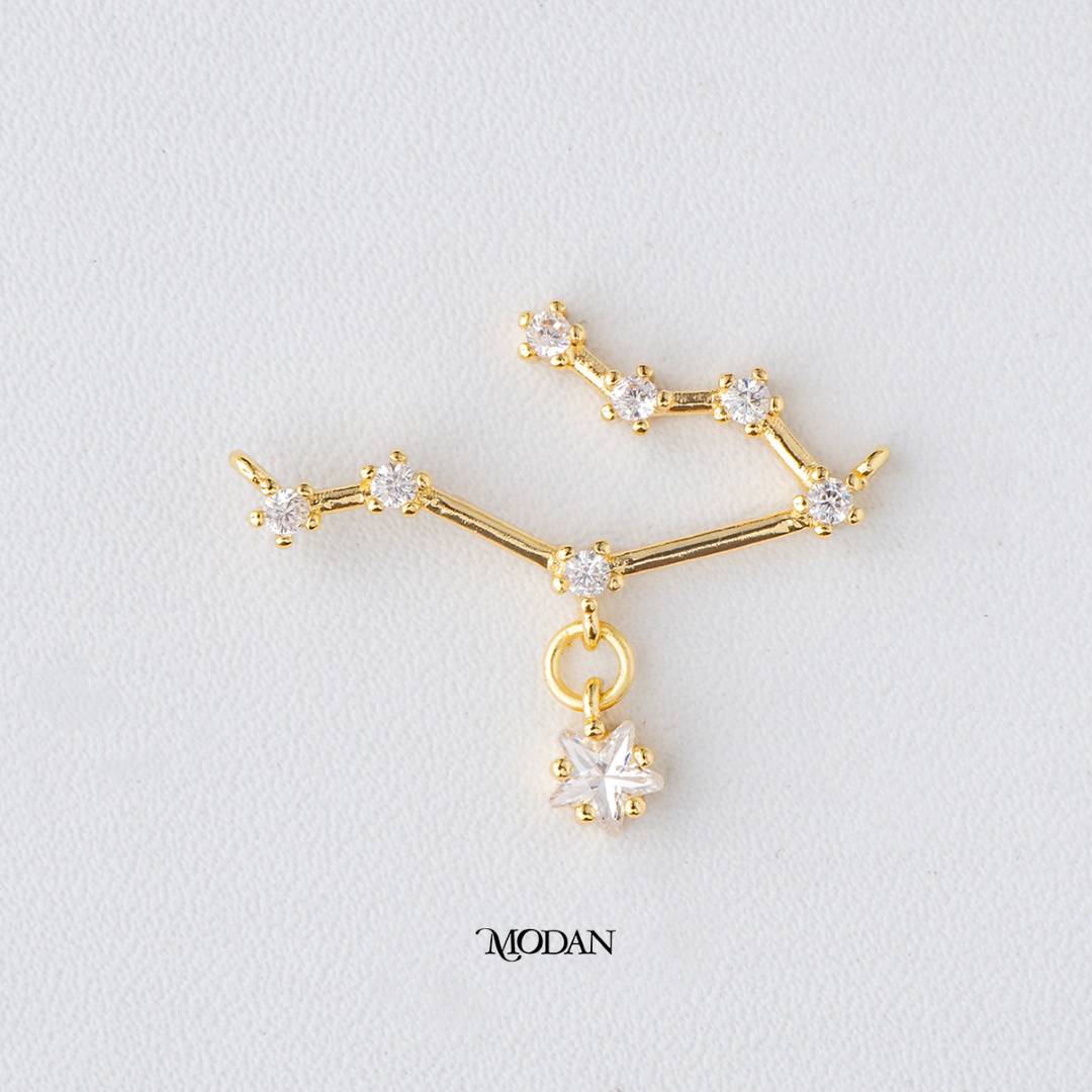 Zodiac Constellation Astrology DIY Connector Liontin Konektor Zodiak Hypoallergenic Gold Filled