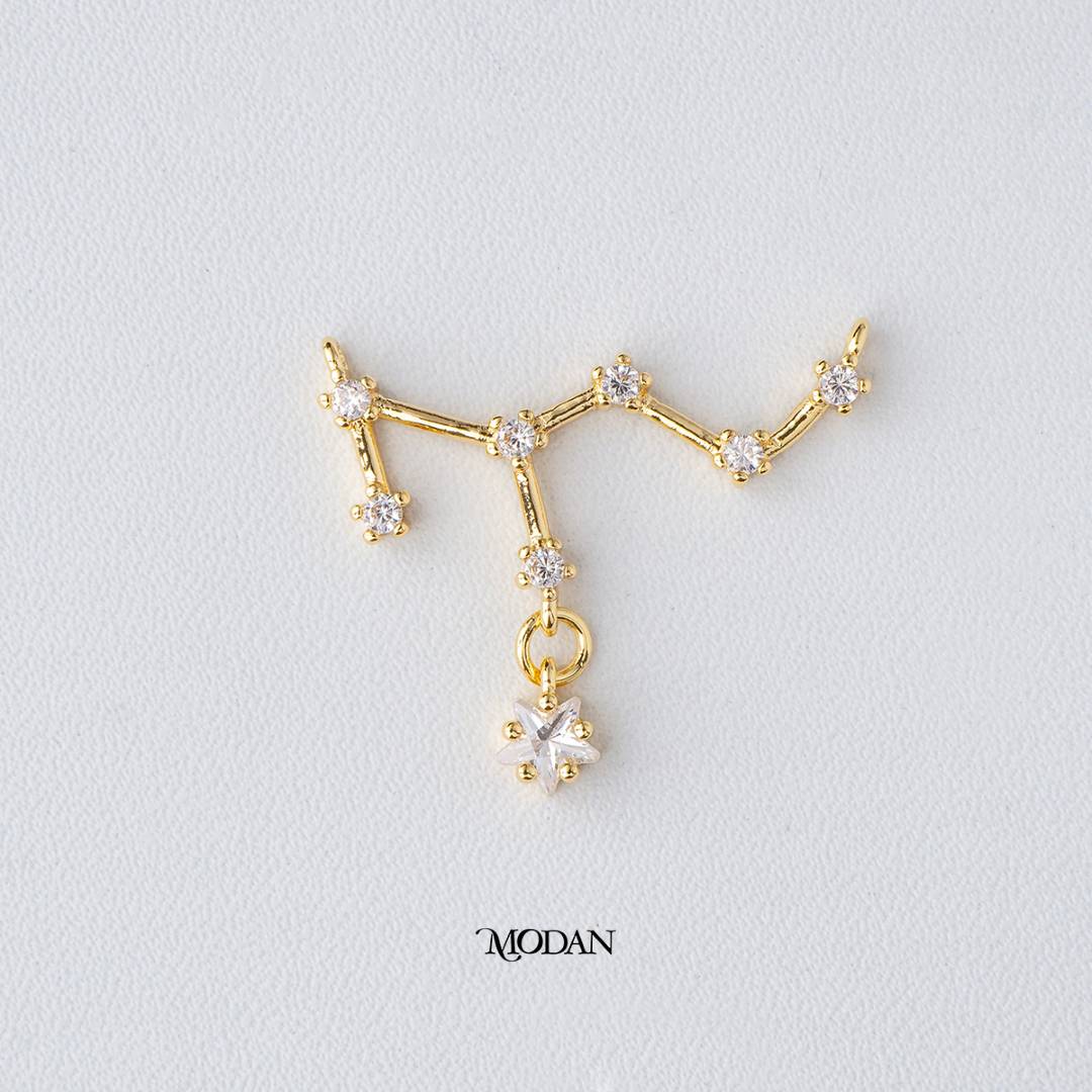 Zodiac Constellation Astrology DIY Connector Liontin Konektor Zodiak Hypoallergenic Gold Filled