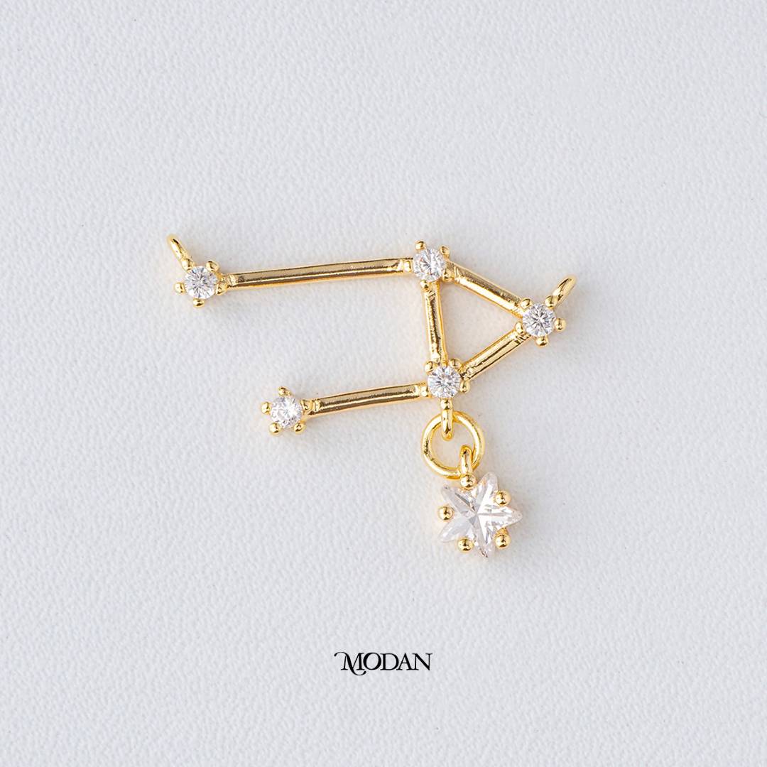 Zodiac Constellation Astrology DIY Connector Liontin Konektor Zodiak Hypoallergenic Gold Filled