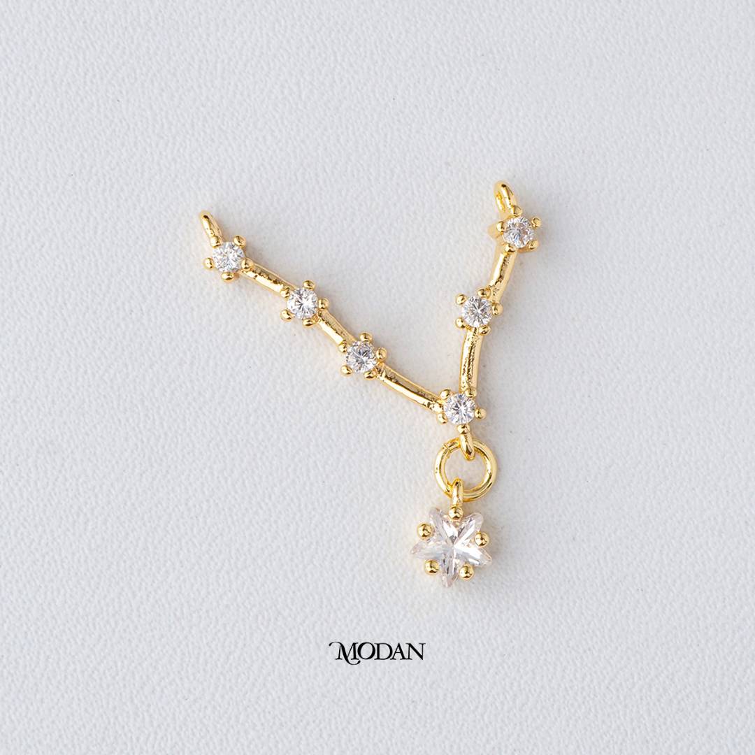 Zodiac Constellation Astrology DIY Connector Liontin Konektor Zodiak Hypoallergenic Gold Filled