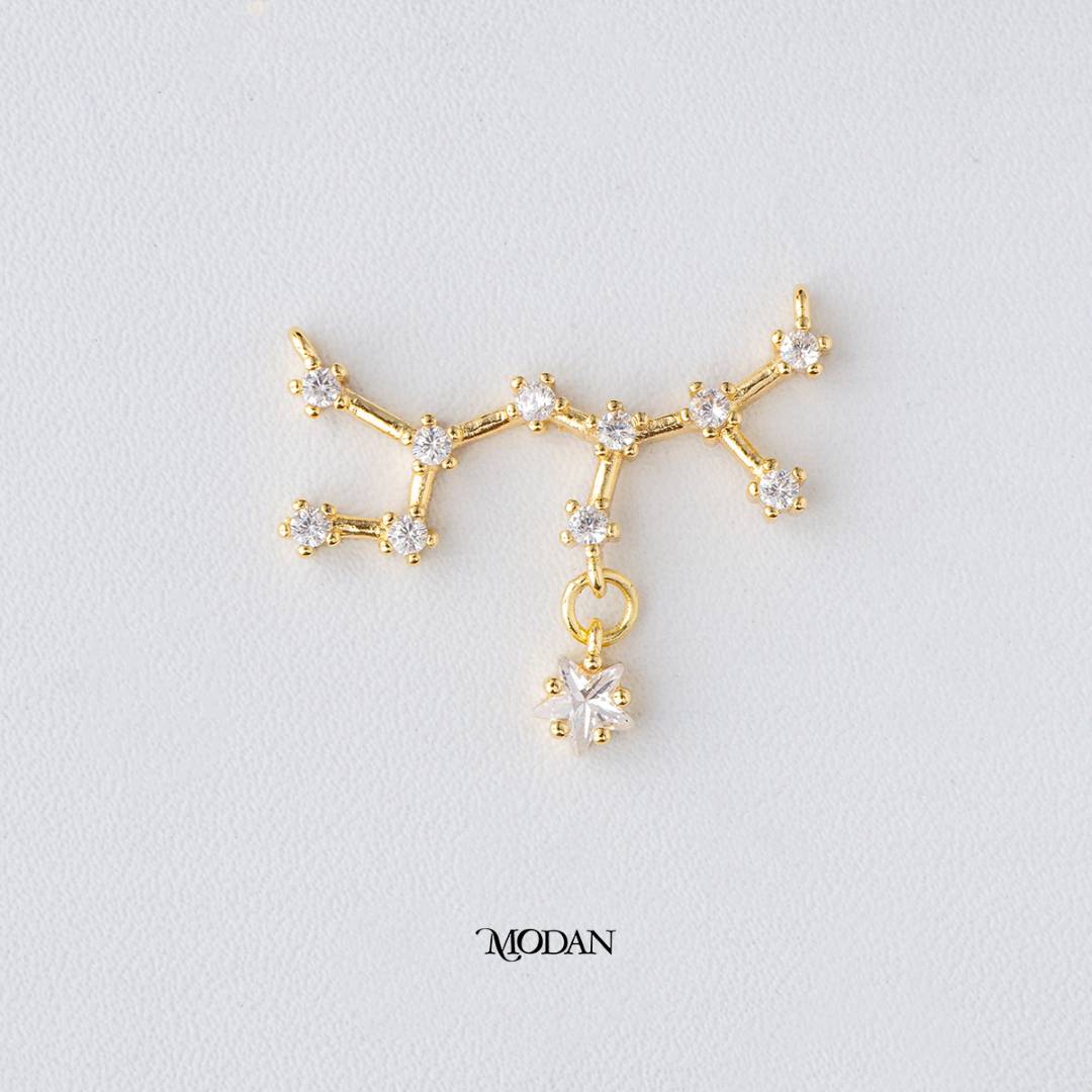Zodiac Constellation Astrology DIY Connector Liontin Konektor Zodiak Hypoallergenic Gold Filled