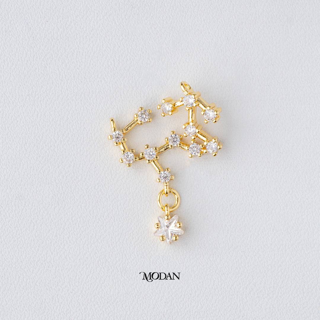 Zodiac Constellation Astrology DIY Connector Liontin Konektor Zodiak Hypoallergenic Gold Filled