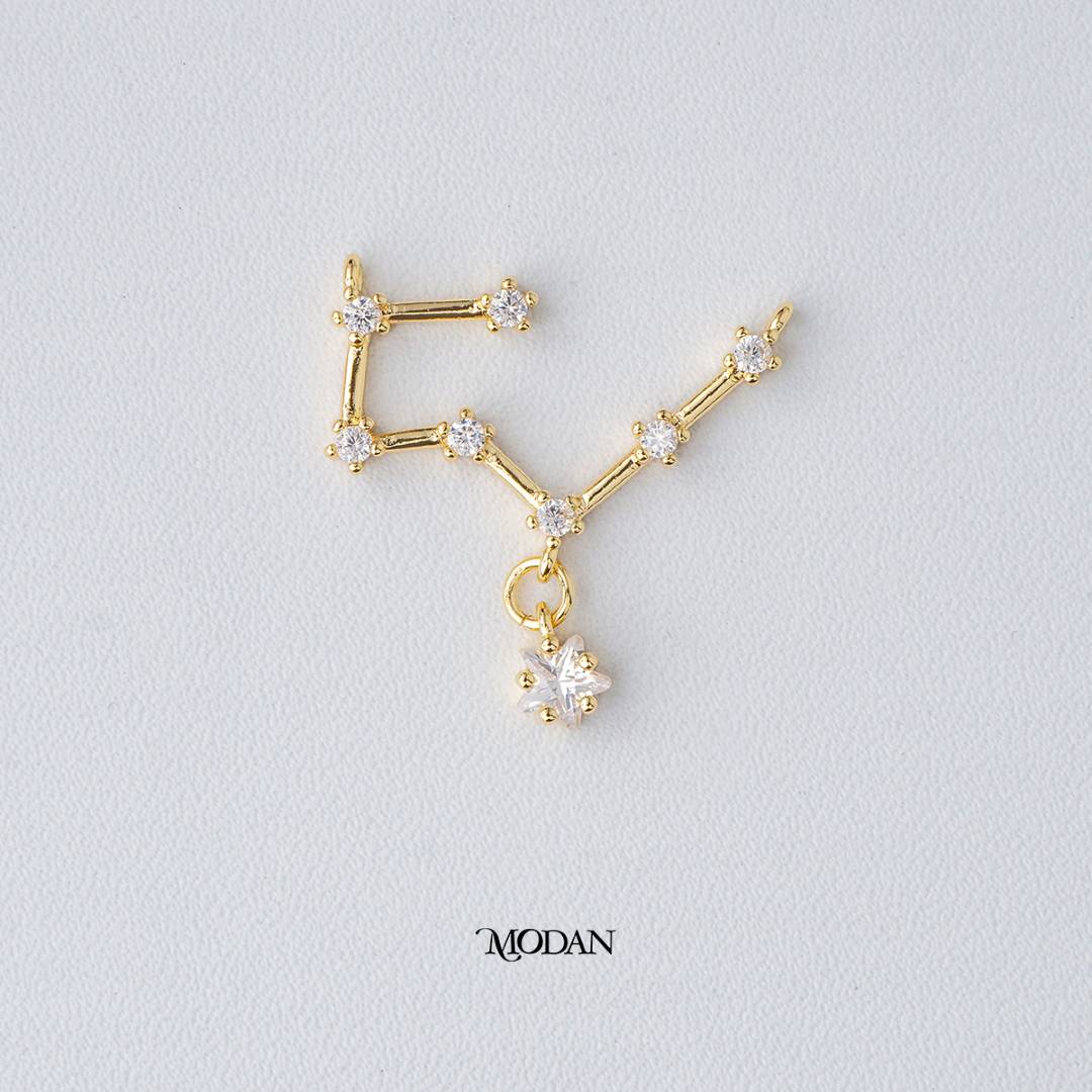 Zodiac Constellation Astrology DIY Connector Liontin Konektor Zodiak Hypoallergenic Gold Filled
