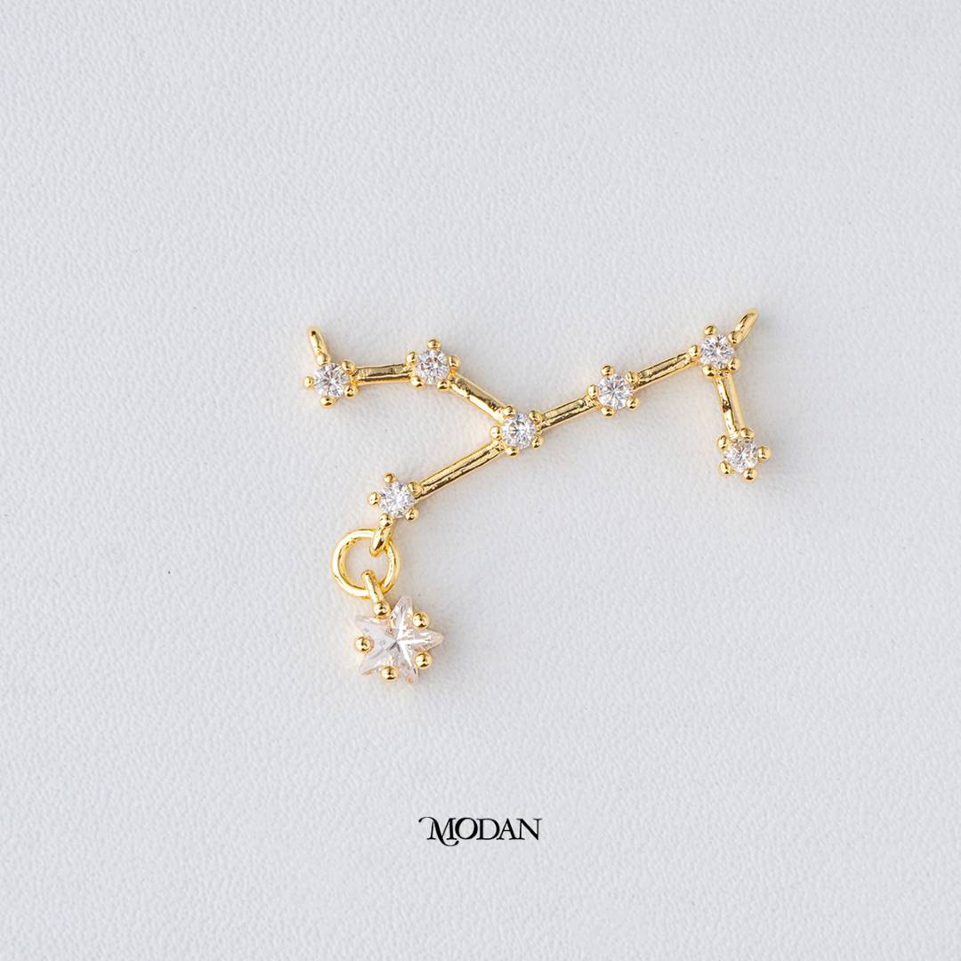 Zodiac Constellation Astrology DIY Connector Liontin Konektor Zodiak Hypoallergenic Gold Filled