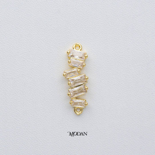 Clear Zigzag Baguette DIY Connector Liontin Konektor CZ Zigzag Hypoallergenic Gold Filled