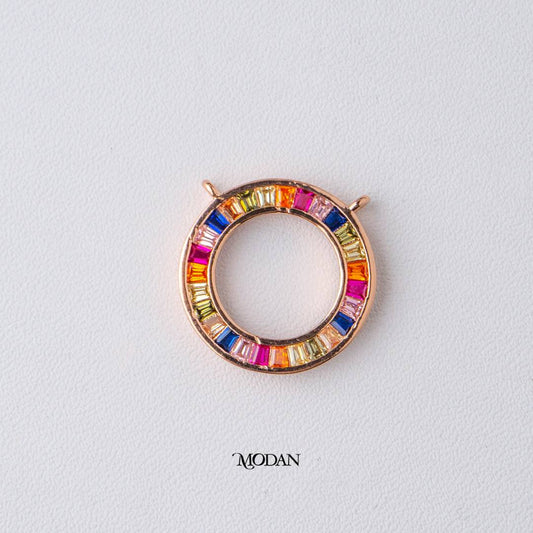 Colorful Rosegold Open Back Round Circle DIY Connector Liontin Konektor Bulat Warna-warni Hypoallergenic Gold Filled