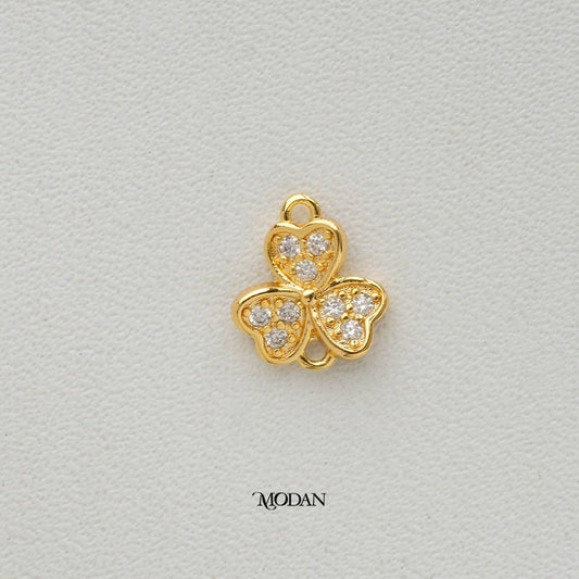 Heart Shaped Clover Petals DIY Connector Liontin Konektor Daun Semanggi Keberuntungan Bentuk Hati Hypoallergenic Gold Plated